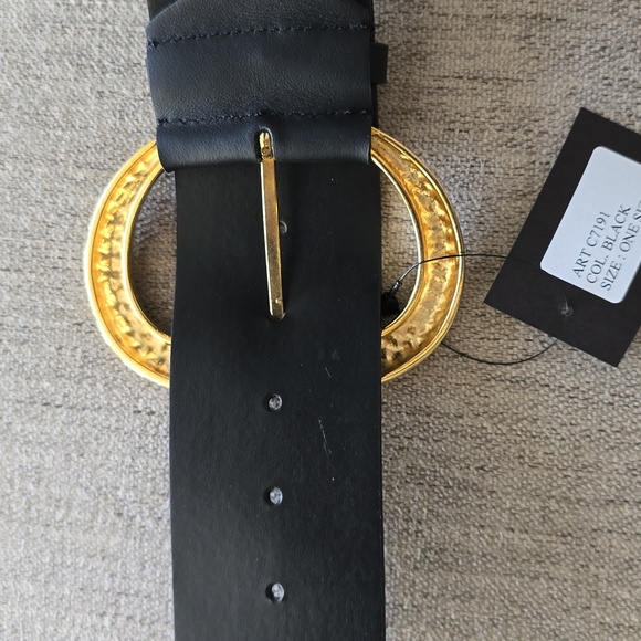 Martina Mori OS Stretch Black Genuine Leather Belt, Lunar New Year Snake Buckle - Picture 8 of 8